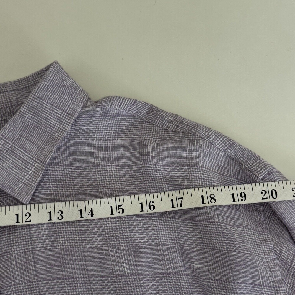 UNTUCKit Button Down Shirt Plus 2XL Torontel Regular Fit Purple Plaid Linen - Picture 12 of 14
